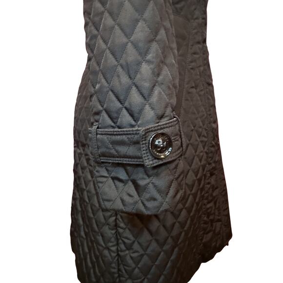Burberry Coat Black Parka Long Diamond Quilted Puffer Jacket Nova Check US 8 - Picture 8 of 12